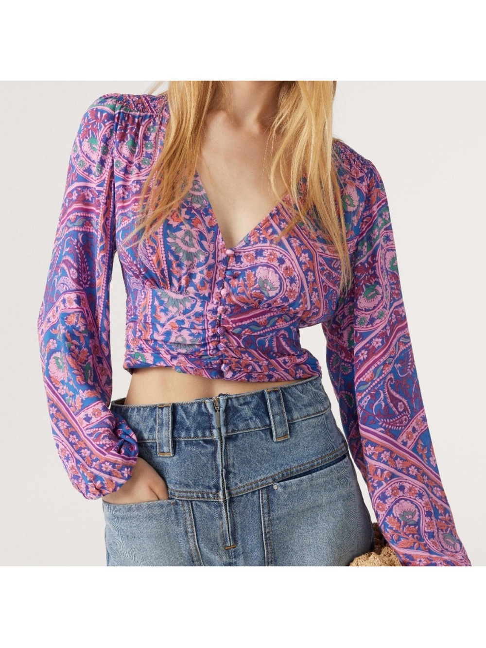 ba&sh Finka Long Sleeve Crop Blouse Size Small / US 4